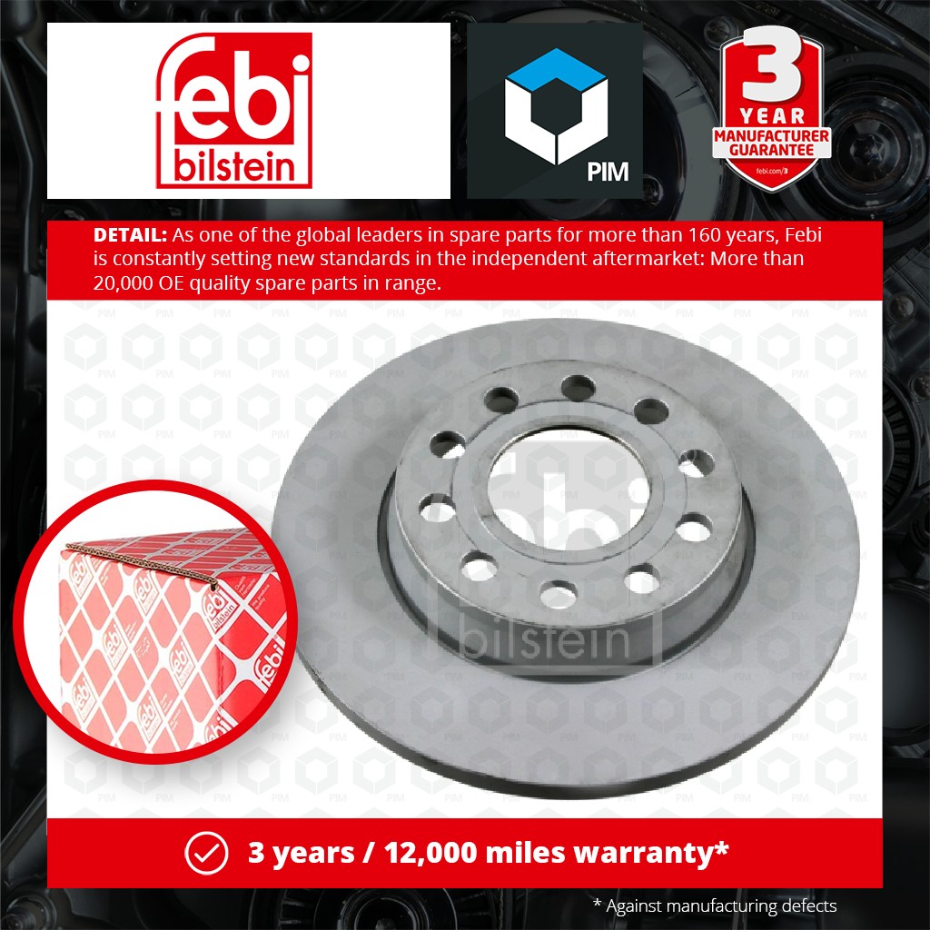 Febi 2x Brake Discs Pair Solid Rear 22052 [PM564117]