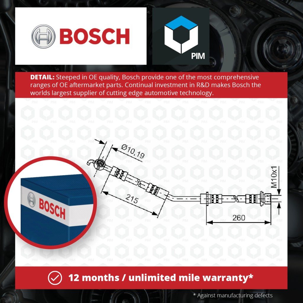 Bosch Brake Hose Front Left 1987481409 [PM562265]