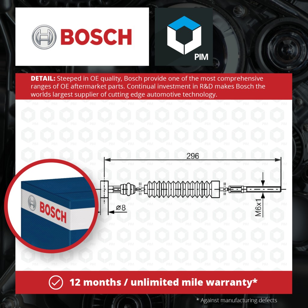 Bosch Handbrake Cable Front Centre 1987477984 [PM561941]