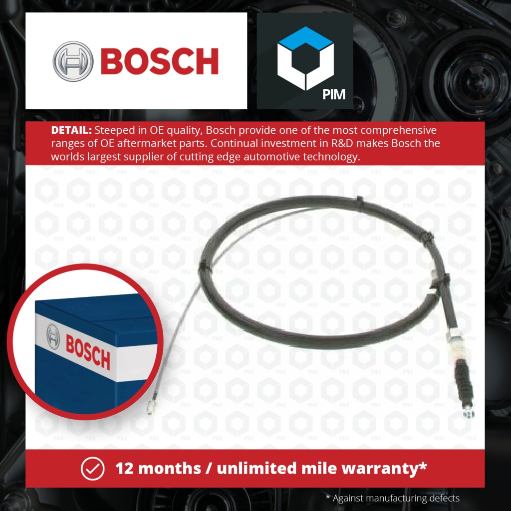 2x Bosch Handbrake Cable 1987477958 [PM561919]