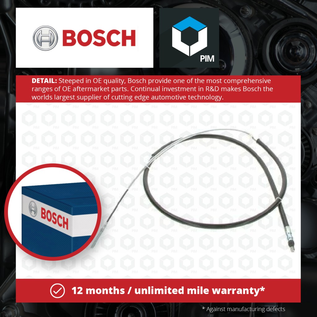 Bosch Handbrake Cable Rear Left 1987477532 [PM561567]