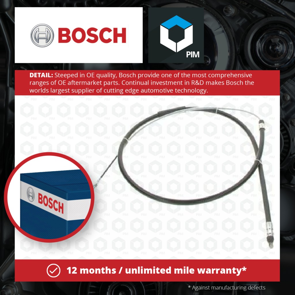 Bosch Handbrake Cable Rear Right 1987477531 [PM561566]