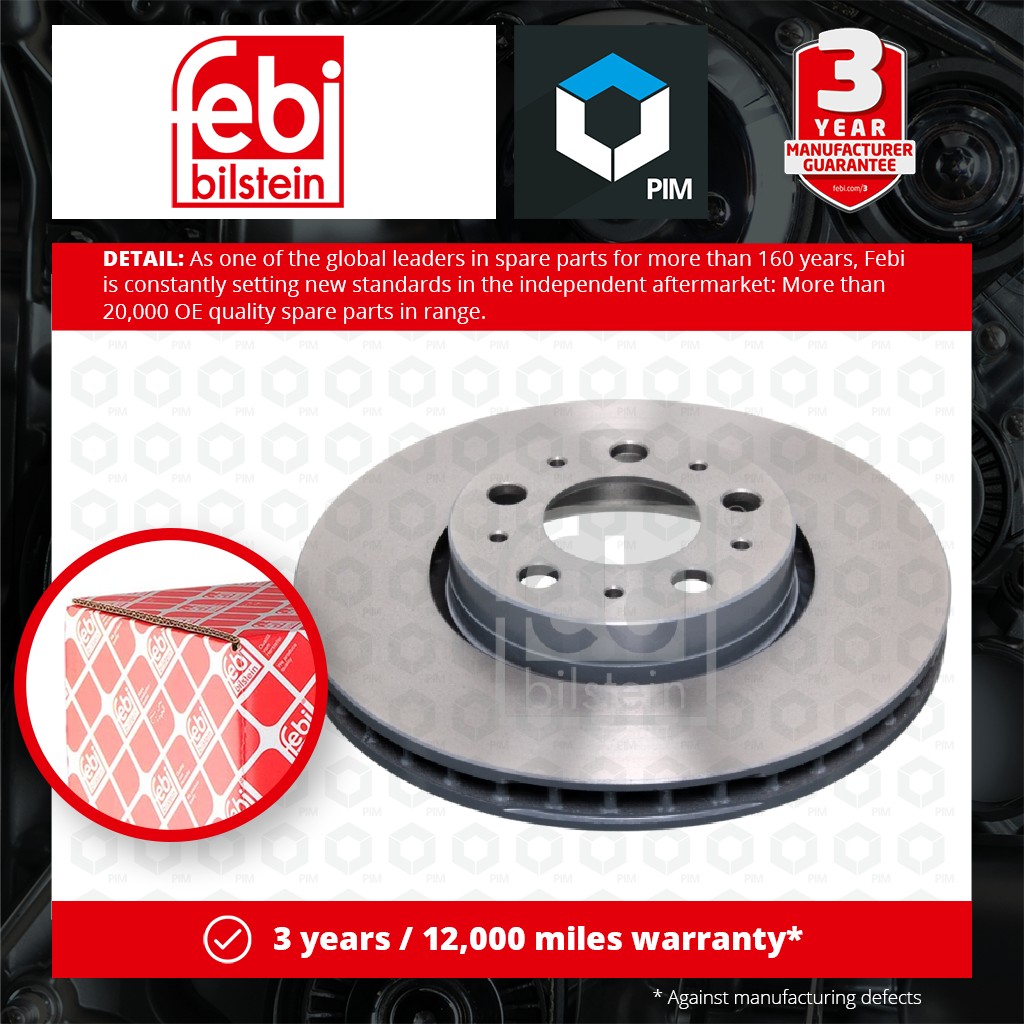 Febi 2x Brake Discs Pair Vented Front 18044 [PM557762]