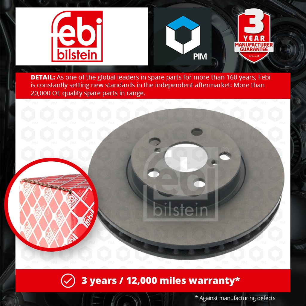 Febi 2x Brake Discs Pair Vented Front 12139 [PM554697]