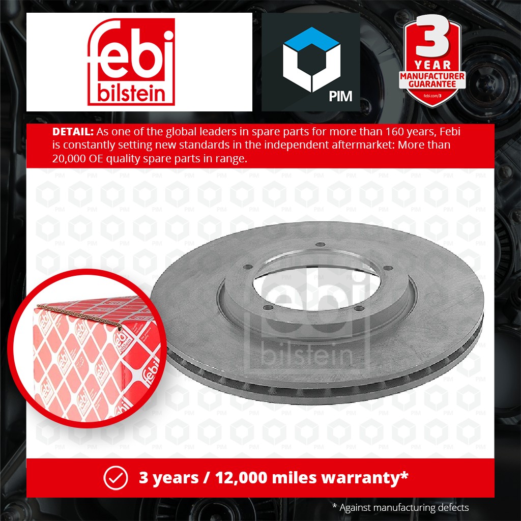 Febi 2x Brake Discs Pair Vented Front 11442 [PM553682]