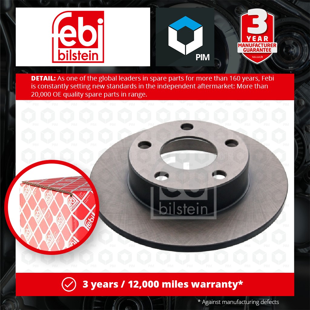 Febi 2x Brake Discs Pair Solid Rear 11398 [PM553666]