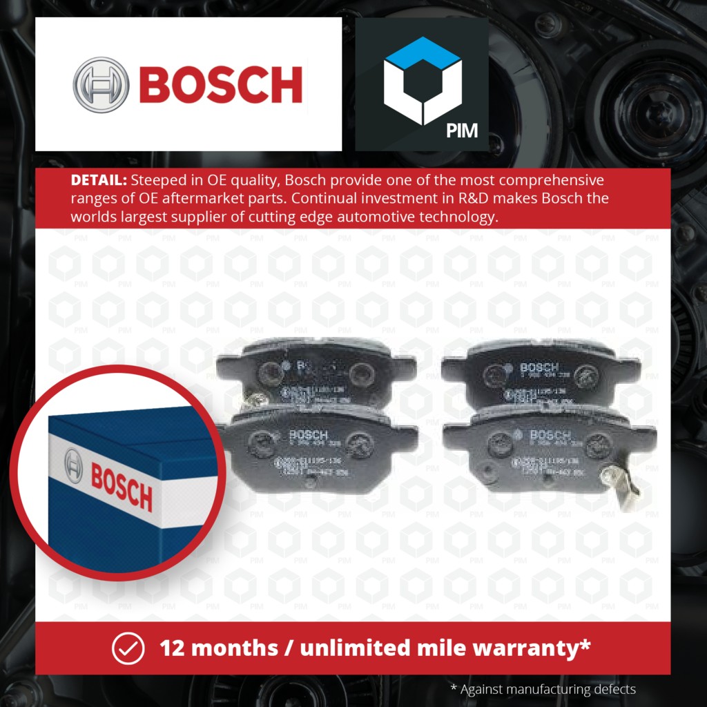 Bosch Brake Pads Set Rear 0986494328 [PM552336]