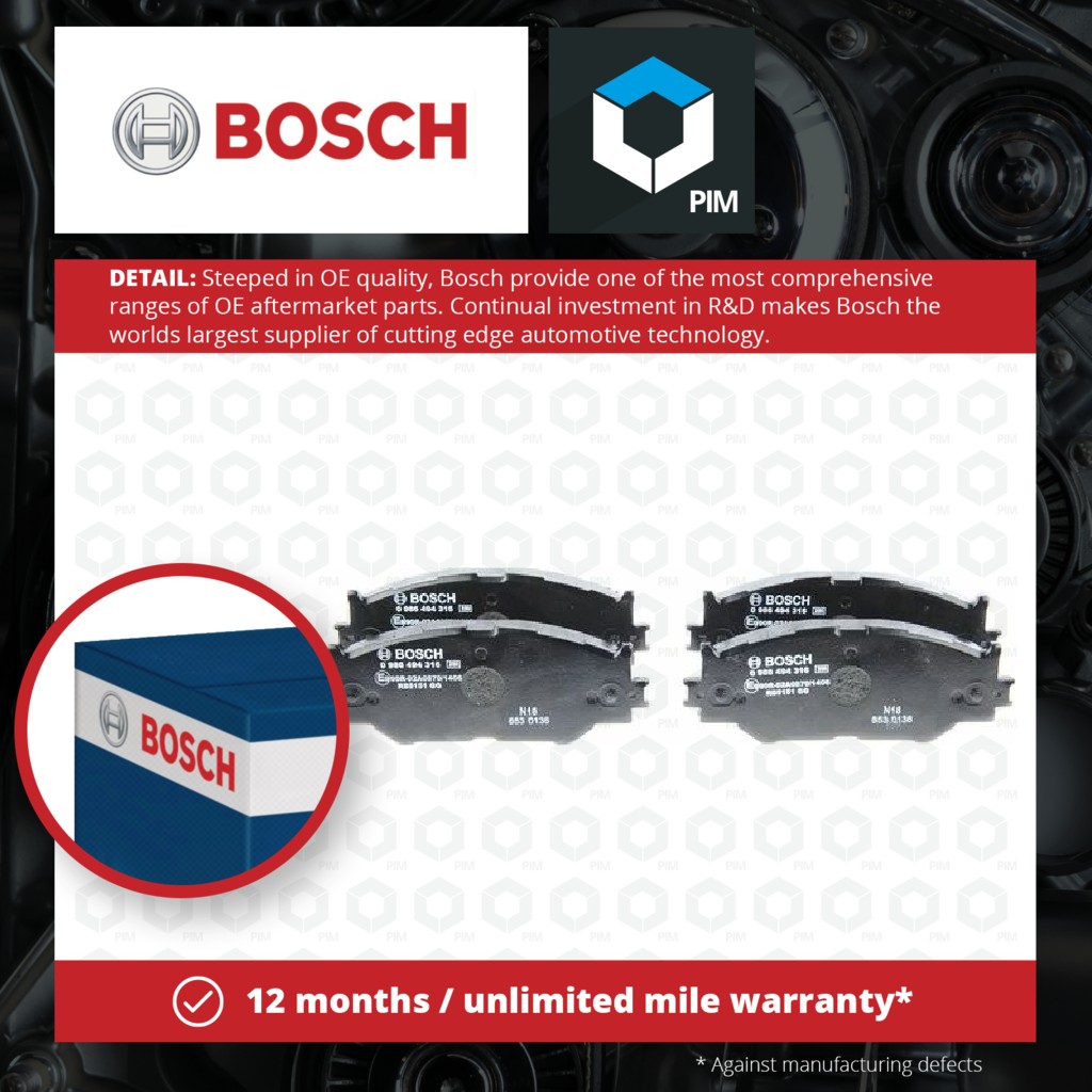 Bosch Brake Pads Set Front 0986494316 [PM552333]
