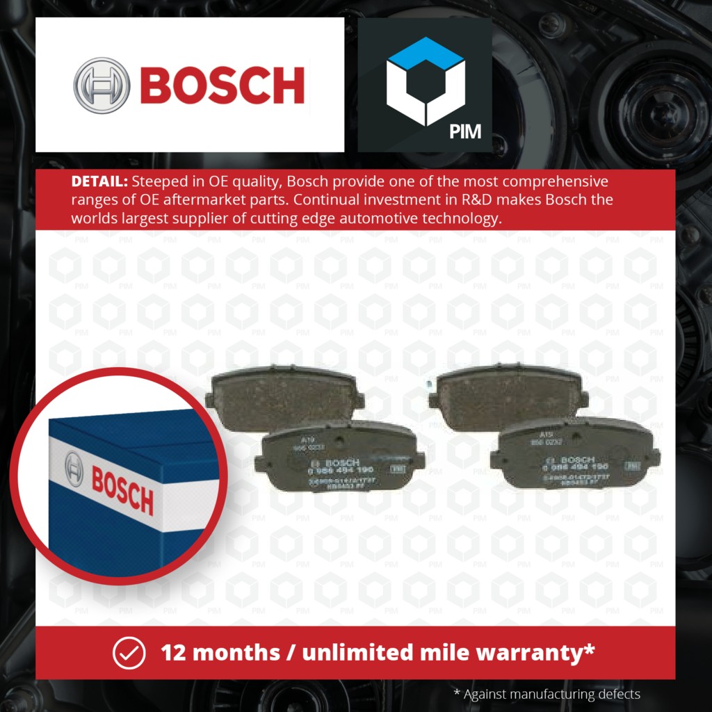 Bosch Brake Pads Set Rear 0986494190 [PM552298]
