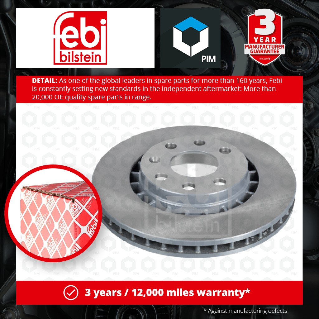 Febi 2x Brake Discs Pair Vented Front 05179 [PM550492]