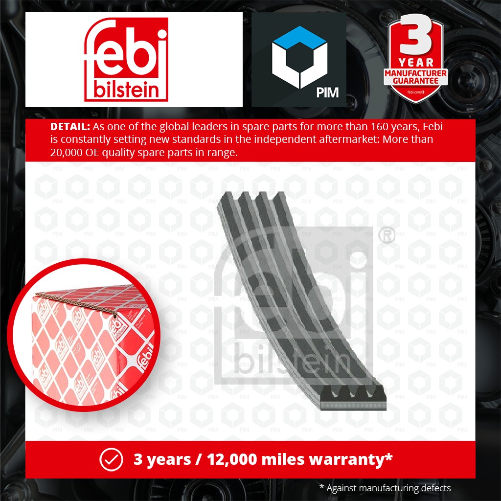 Febi 4 Rib Multi V Drive Belt 28786 [PM523962]