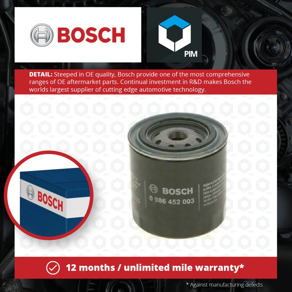 Bosch Oil Filter 0986452003 [PM516865]