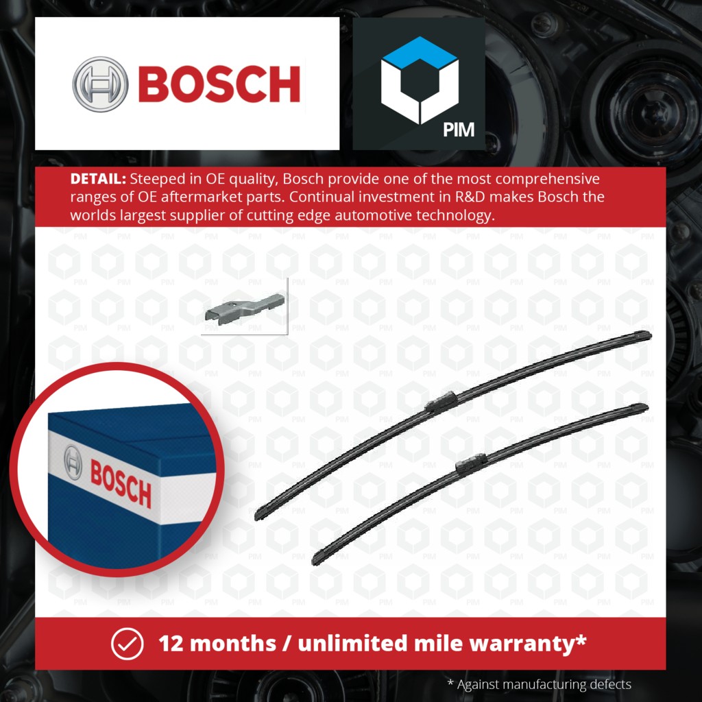 Bosch 2x Wiper Blades (Pair) Flat / Aero type Front A719S 3397007719 [PM513532]