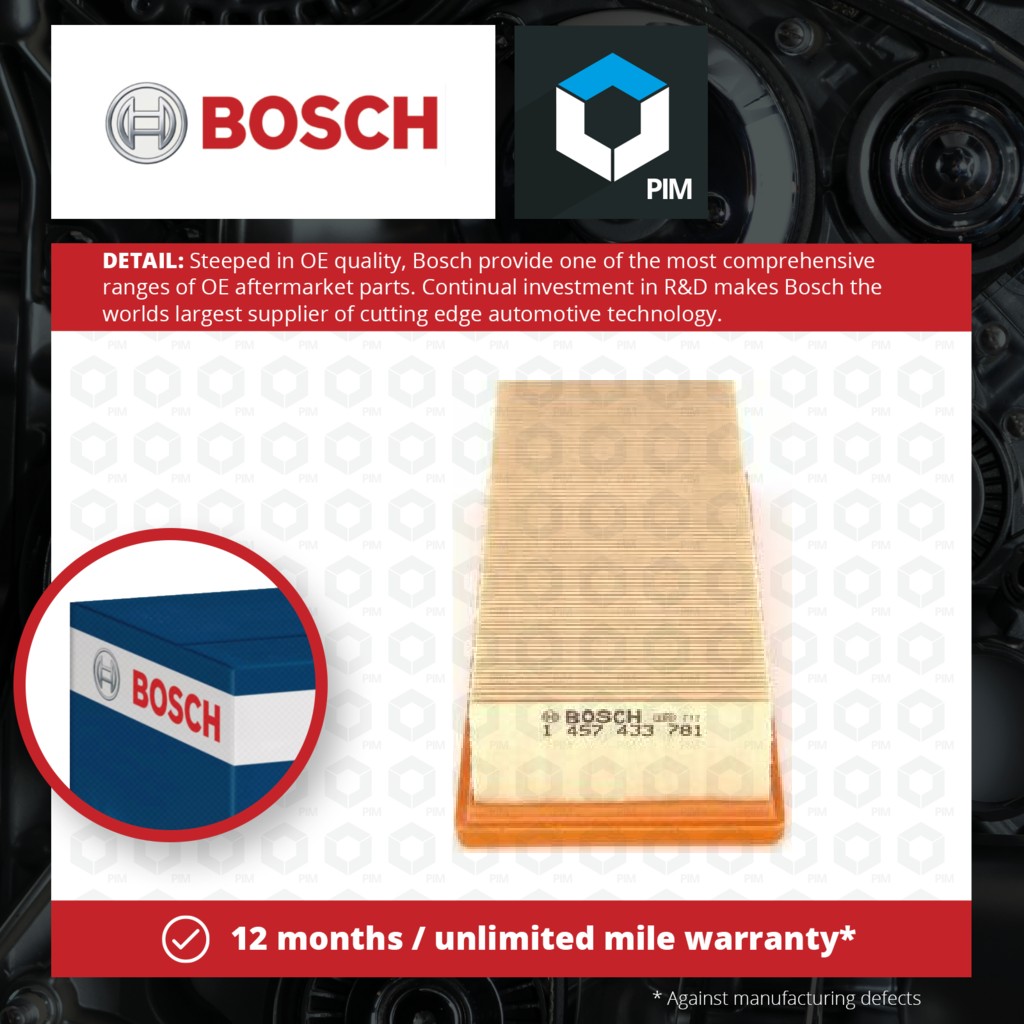 2x Bosch Air Filter 1457433781 [PM346348]