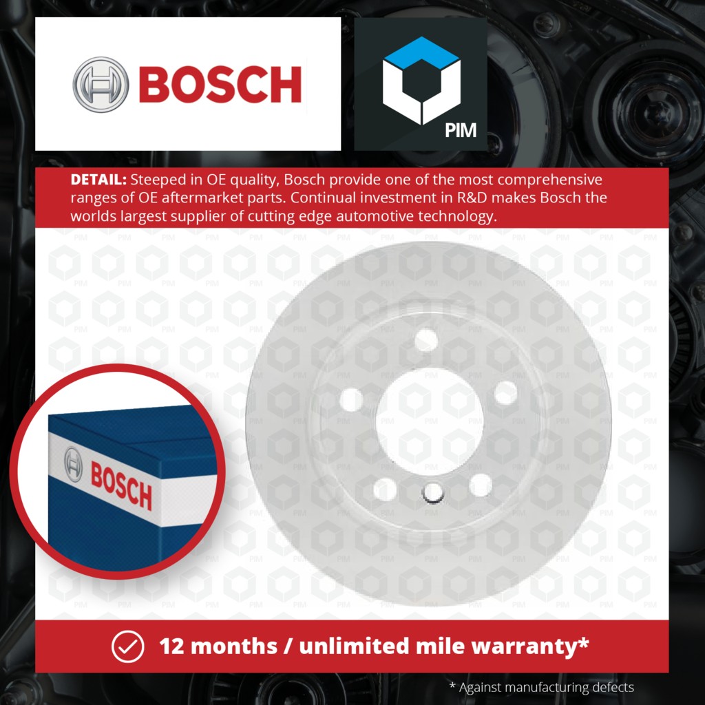 Bosch 2x Brake Discs Pair Solid Rear 0986479728 [PM497854]