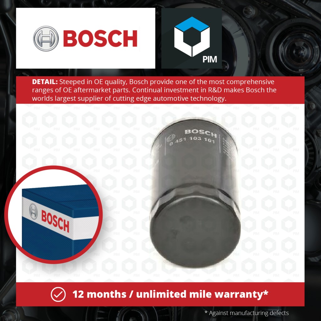 2x Bosch Oil Filter 0451103101 [PM483277]
