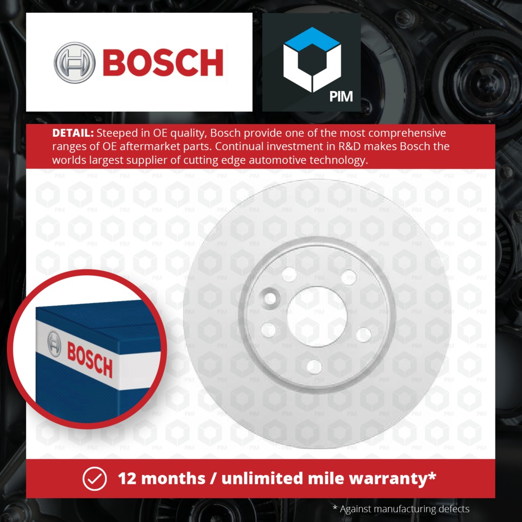 Bosch 2x Brake Discs Pair Vented Front 0986479974 [PM468459]