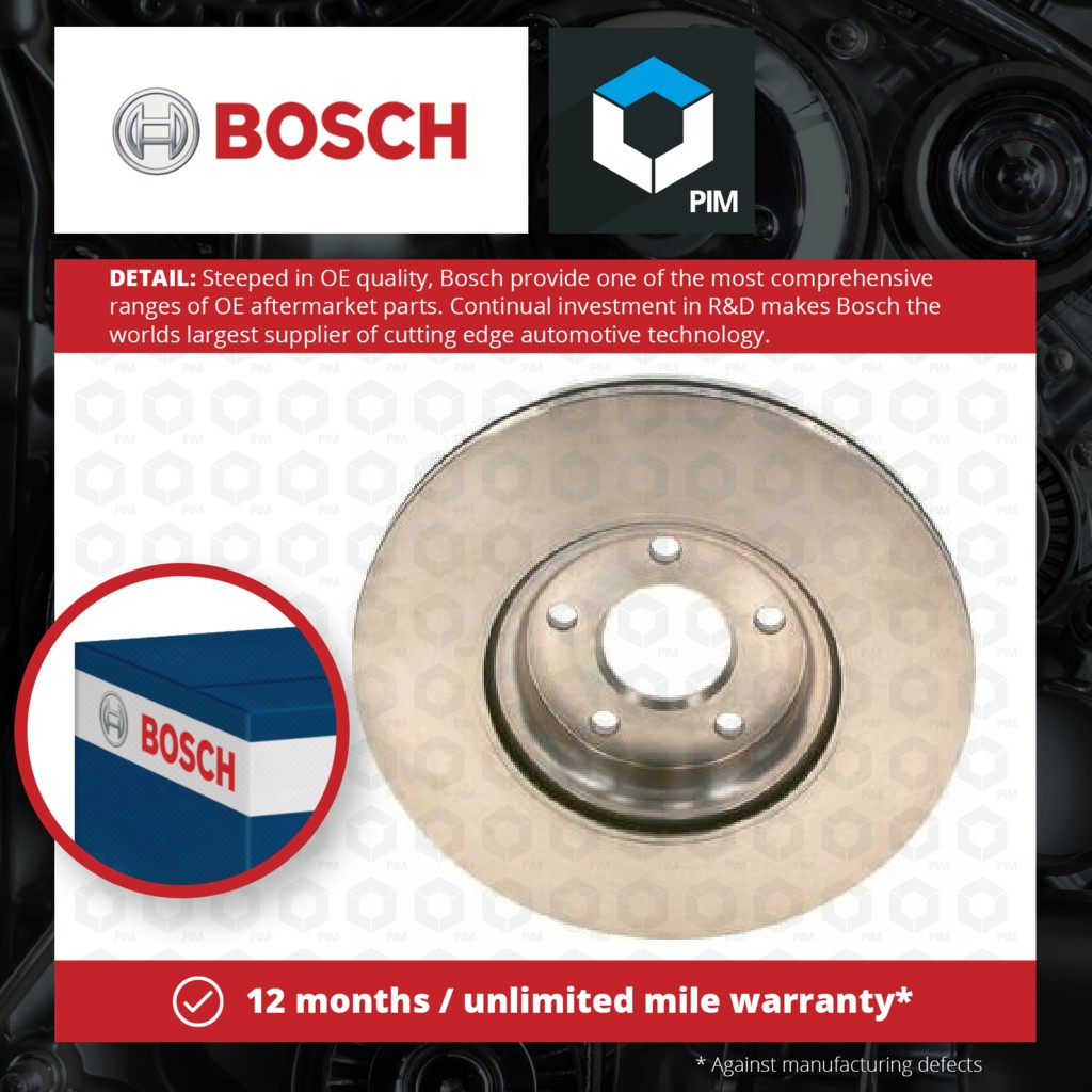 Bosch 2x Brake Discs Pair Vented Front 0986479956 [PM468452]