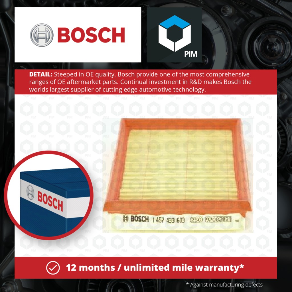 2x Bosch Air Filter 1457433603 [PM456344]