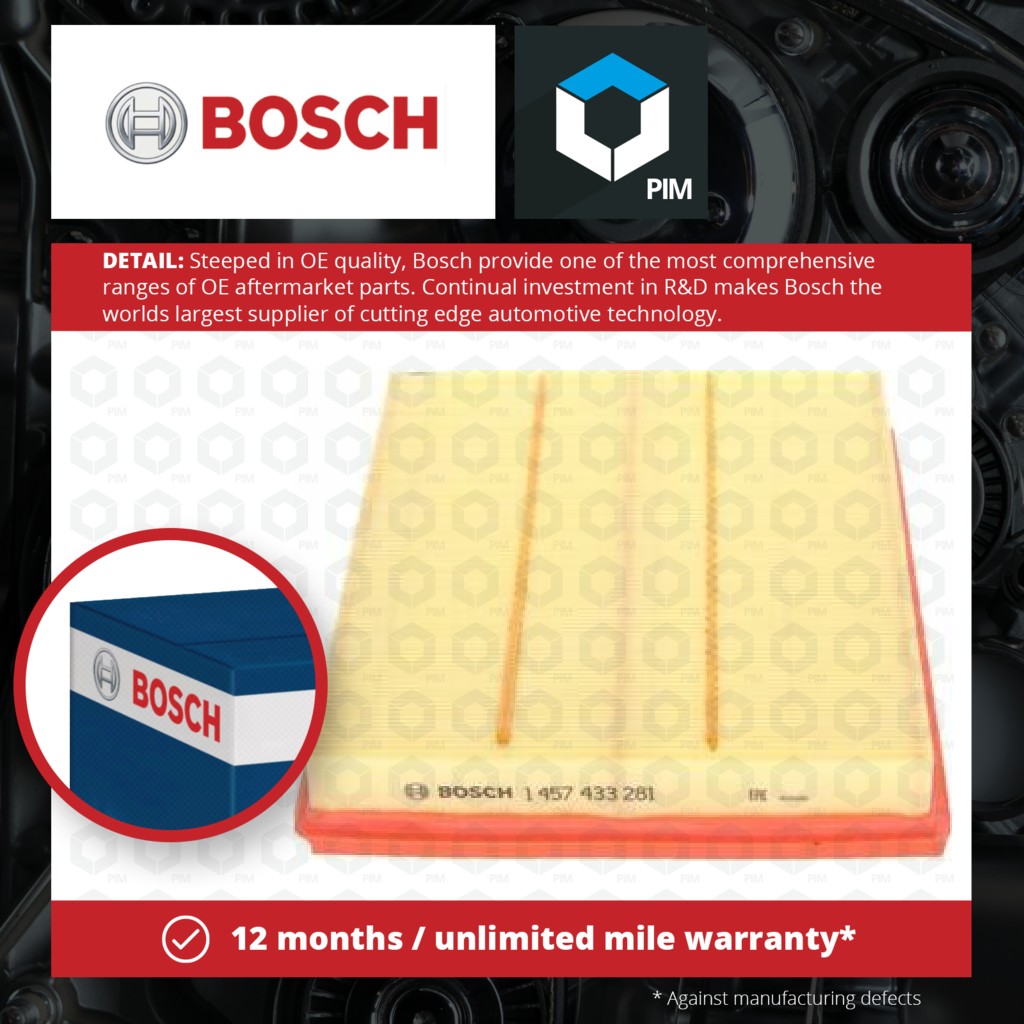 2x Bosch Air Filter 1457433281 [PM456342]