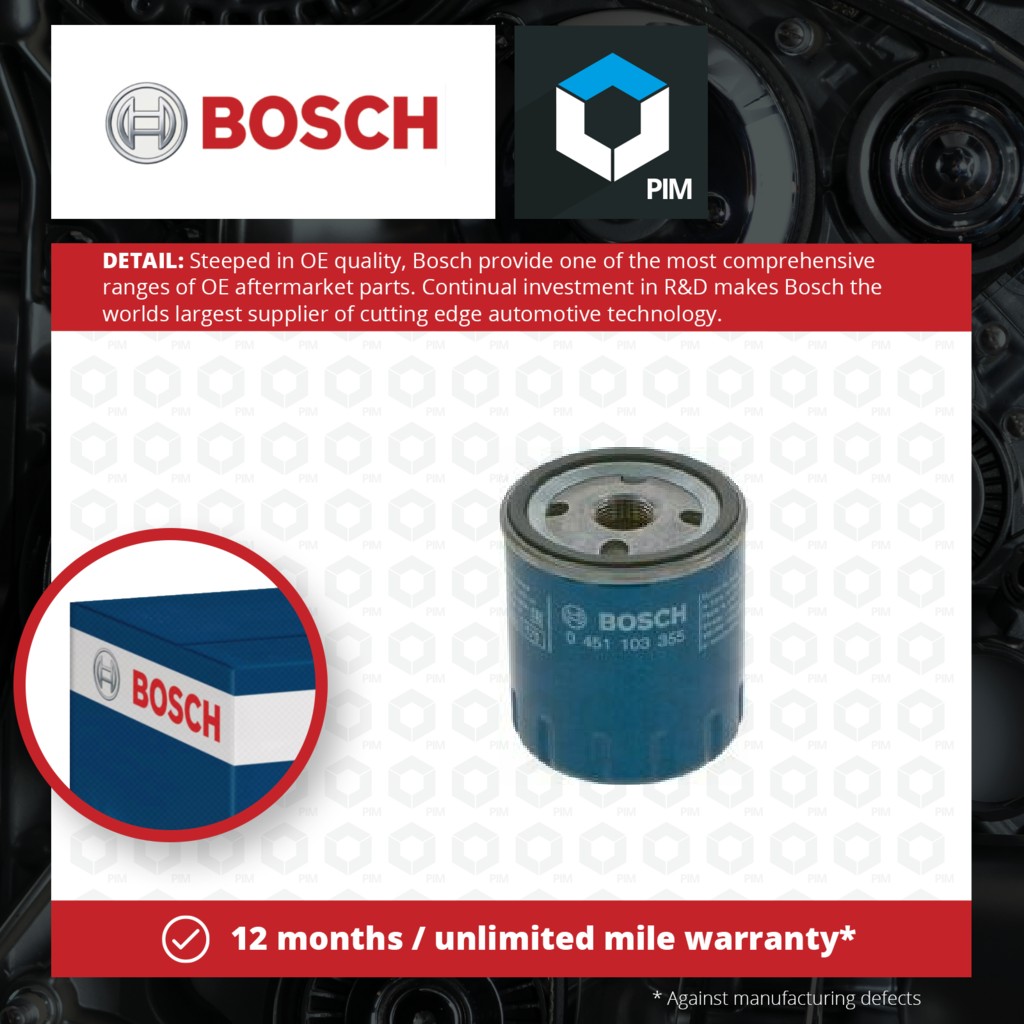 Oil Filter fits VAUXHALL GRANDLAND X 1.2 2.0D 2017 on Bosch 1109AL
