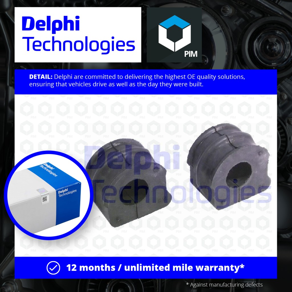 Delphi 2x Anti Roll Bar Bush (pair) Front TD790W [PM455638]
