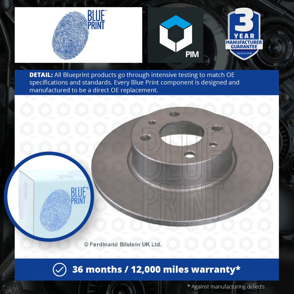 Blue Print 2x Brake Discs Pair Solid Rear ADL144320 [PM448653]