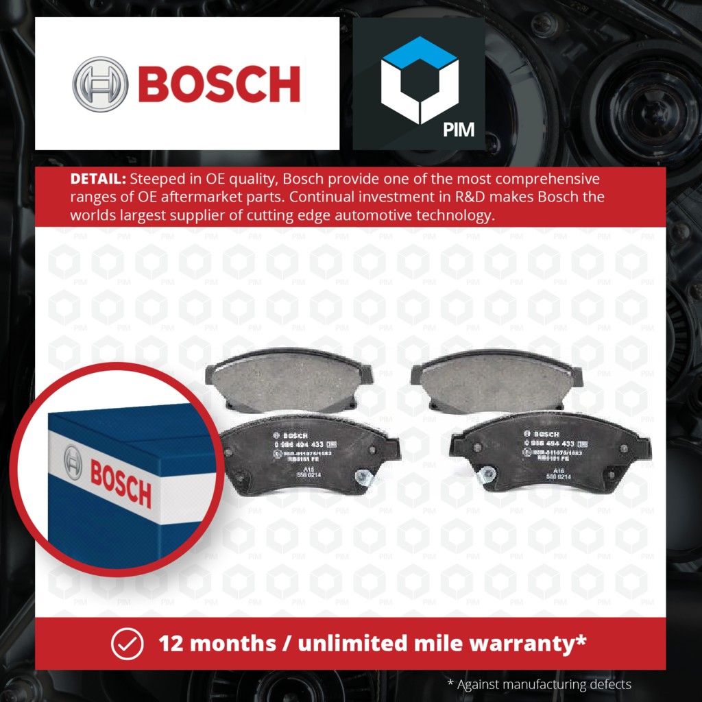 Bosch Brake Pads Set Front 0986494433 [PM423021]