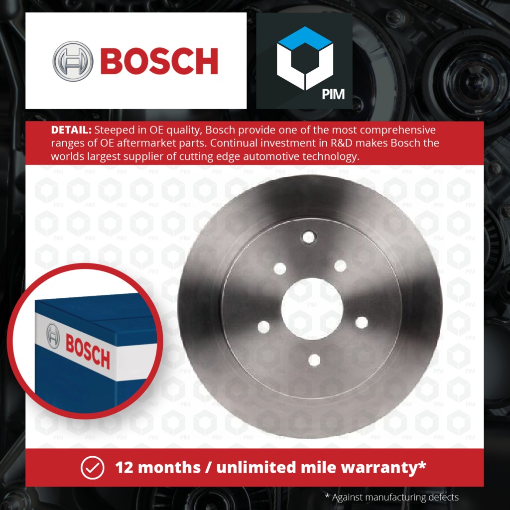 Bosch 2x Brake Discs Pair Vented Rear 0986479606 [PM419914]