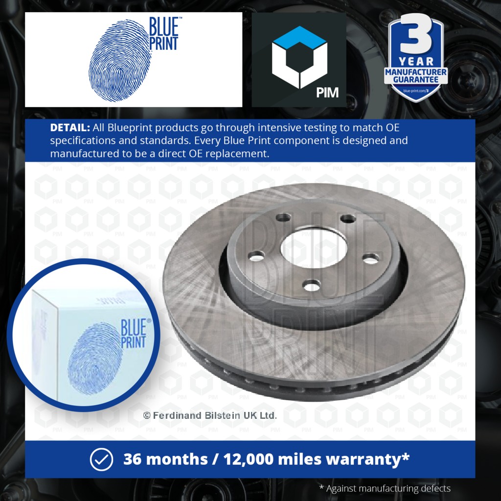 Blue Print 2x Brake Discs Pair Vented Front ADA104362 [PM416695]