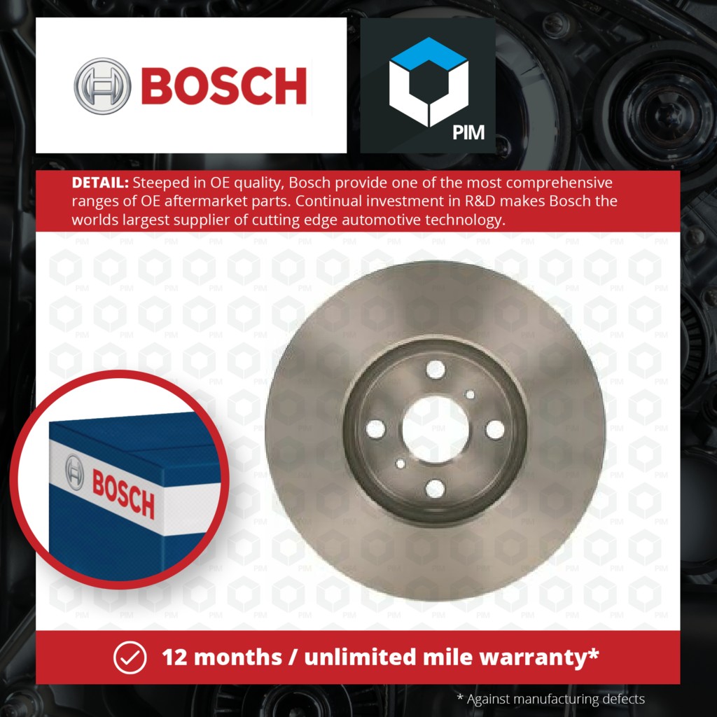 Bosch 2x Brake Discs Pair Vented Front 0986479431 [PM416507]