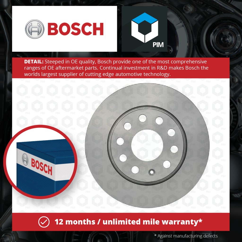 Bosch 2x Brake Discs Pair Solid Rear 0986479677 [PM410118]