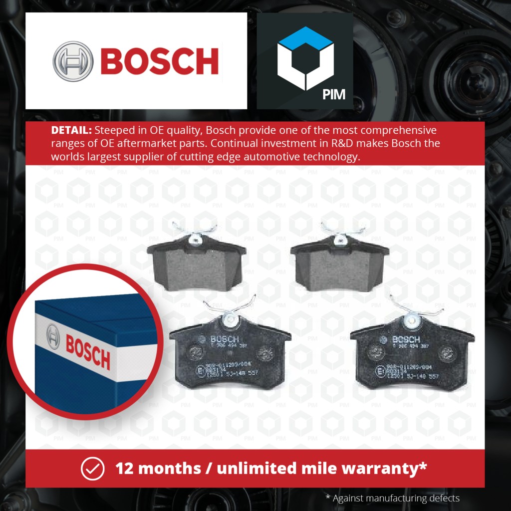 Bosch Brake Pads Set Rear 0986494387 [PM407564]