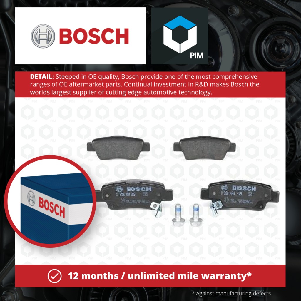 Bosch Brake Pads Set Rear 0986494329 [PM406793]