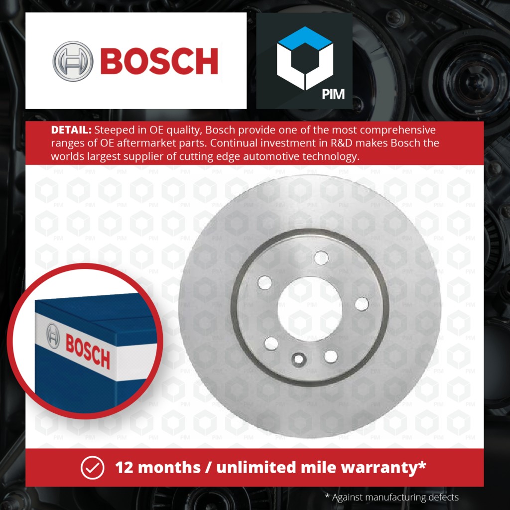 Bosch 2x Brake Discs Pair Vented Front 0986479644 [PM406225]
