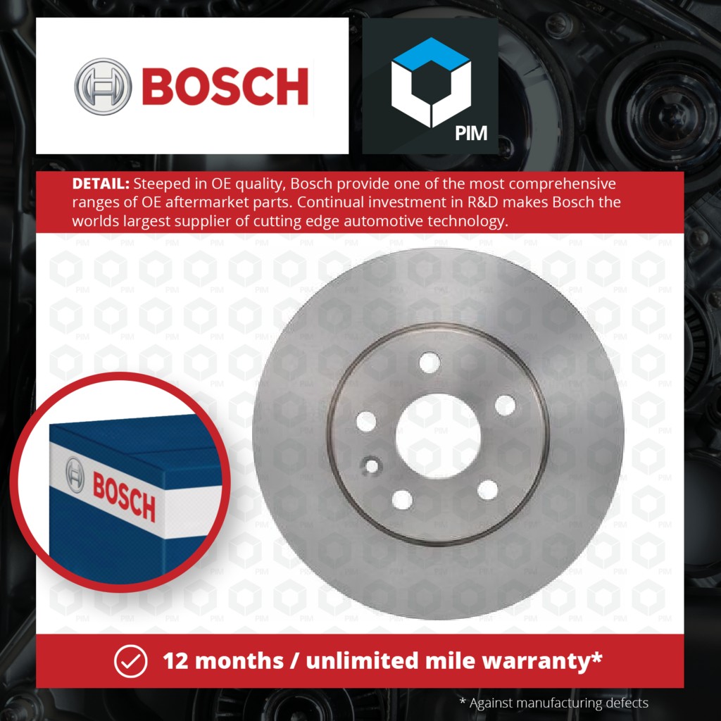 Bosch 2x Brake Discs Pair Vented Front 0986479643 [PM406224]