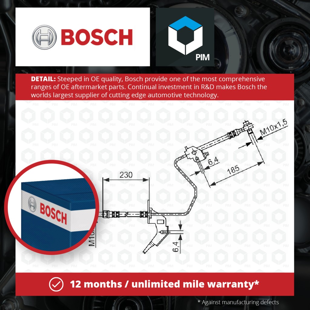 Bosch Brake Hose Rear Left 1987476199 [PM400539]