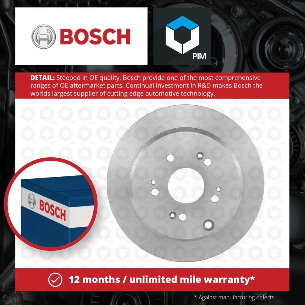 Bosch 2x Brake Discs Pair Solid Rear 0986479449 [PM397696]
