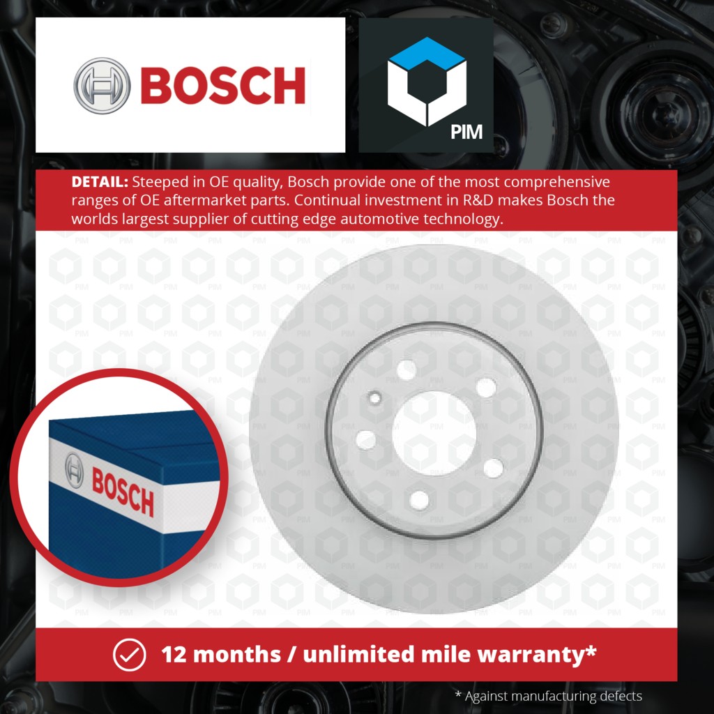 Bosch 2x Brake Discs Pair Vented Front 0986479467 [PM396966]