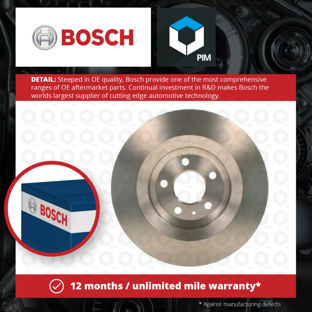 Bosch 2x Brake Discs Pair Vented Rear 0986479457 [PM396964]