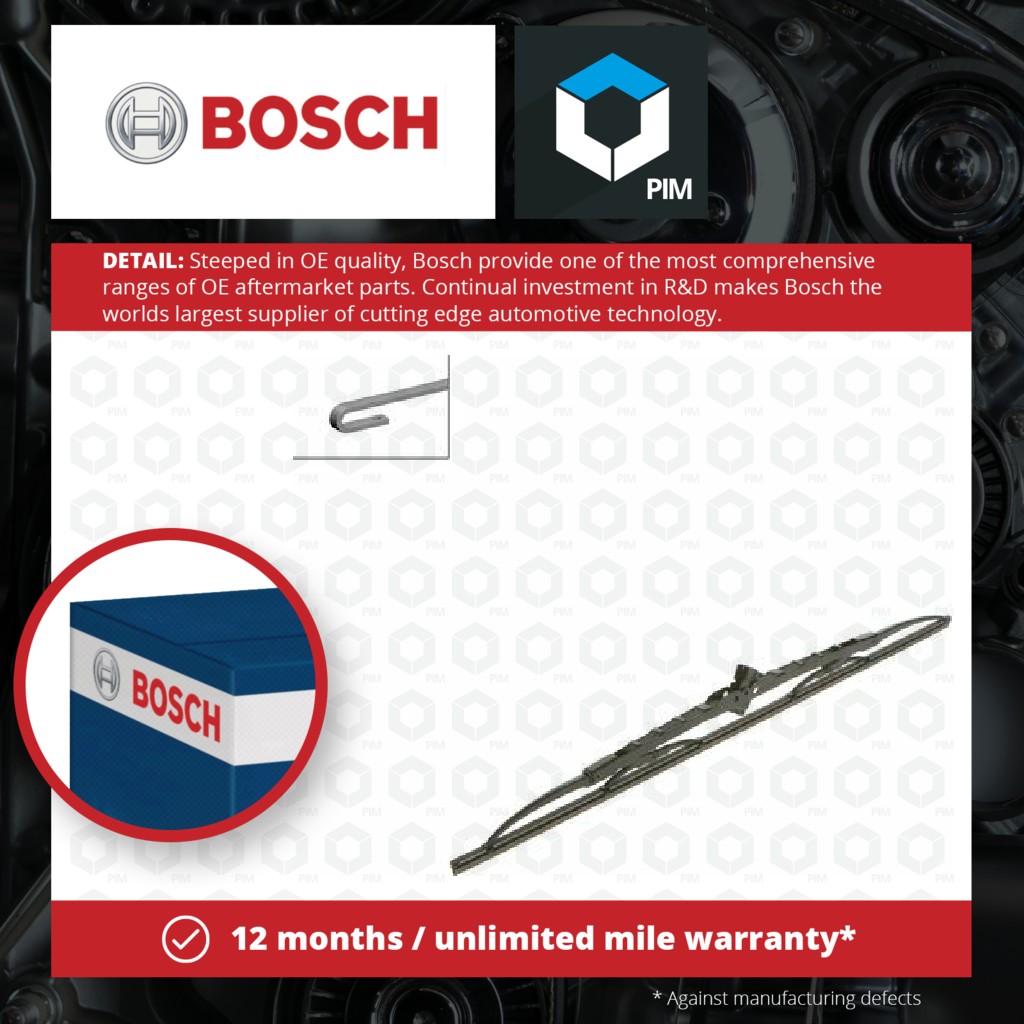 2x Bosch Wiper Blade Front N55 3397018965 [PM389469]