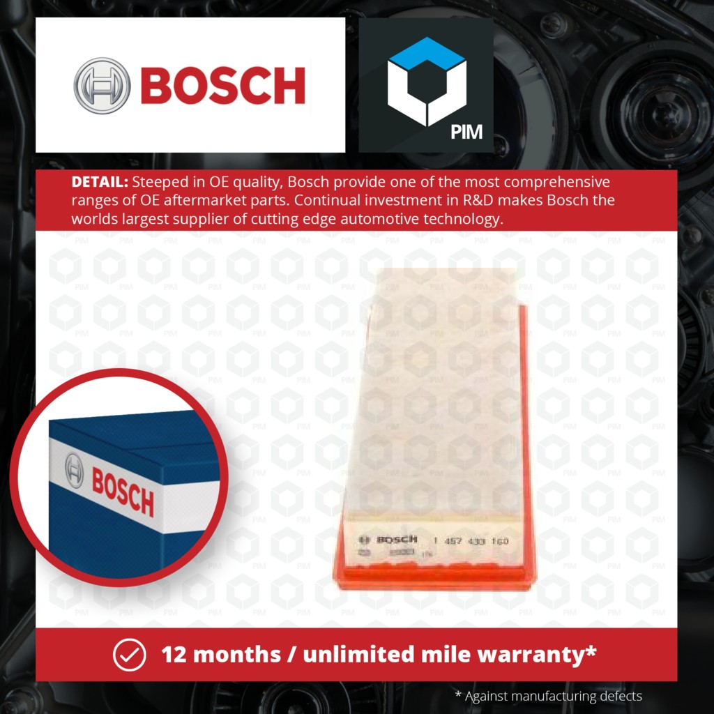 2x Bosch Air Filter 1457433160 [PM388312]