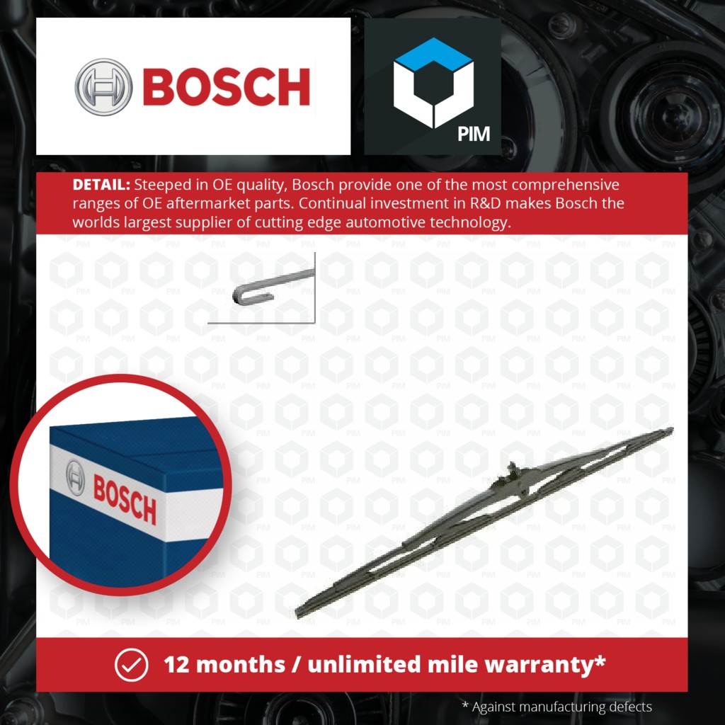 2x Bosch Wiper Blade Front N63 3397018966 [PM384854]