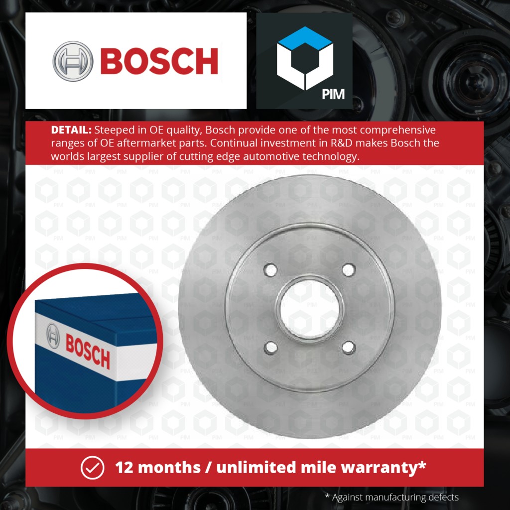 Bosch 2x Brake Discs Pair Solid Rear 0986479383 [PM381613]