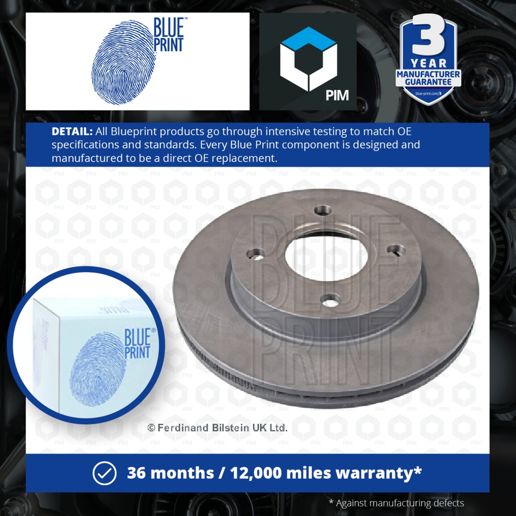 Blue Print 2x Brake Discs Pair Vented Front ADM54365 [PM376389]