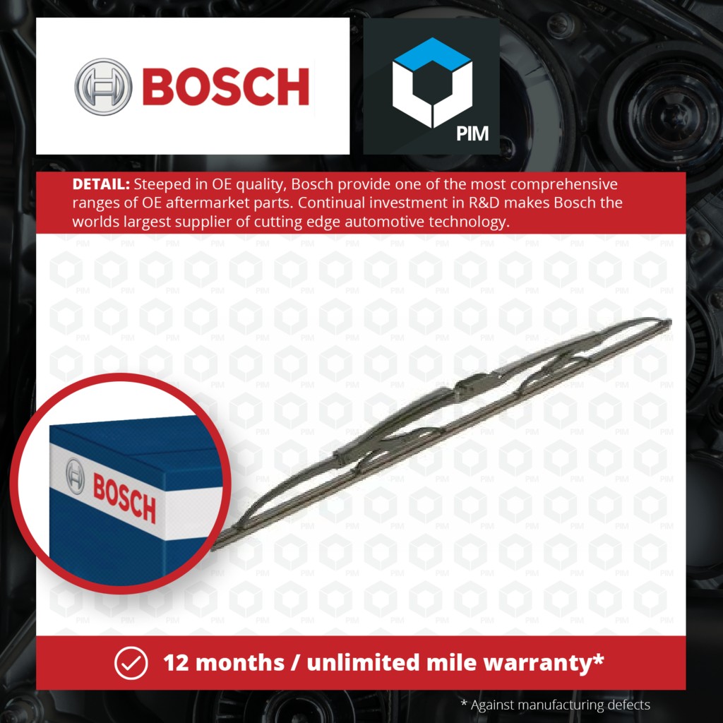 2x Bosch Rear Wiper Blade H503 3397004660 [PM329783]