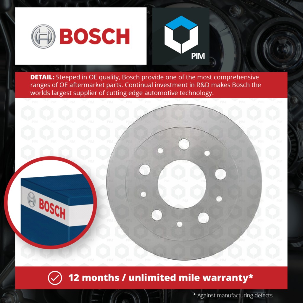 Bosch 2x Brake Discs Pair Solid Rear 0986479316 [PM374873]