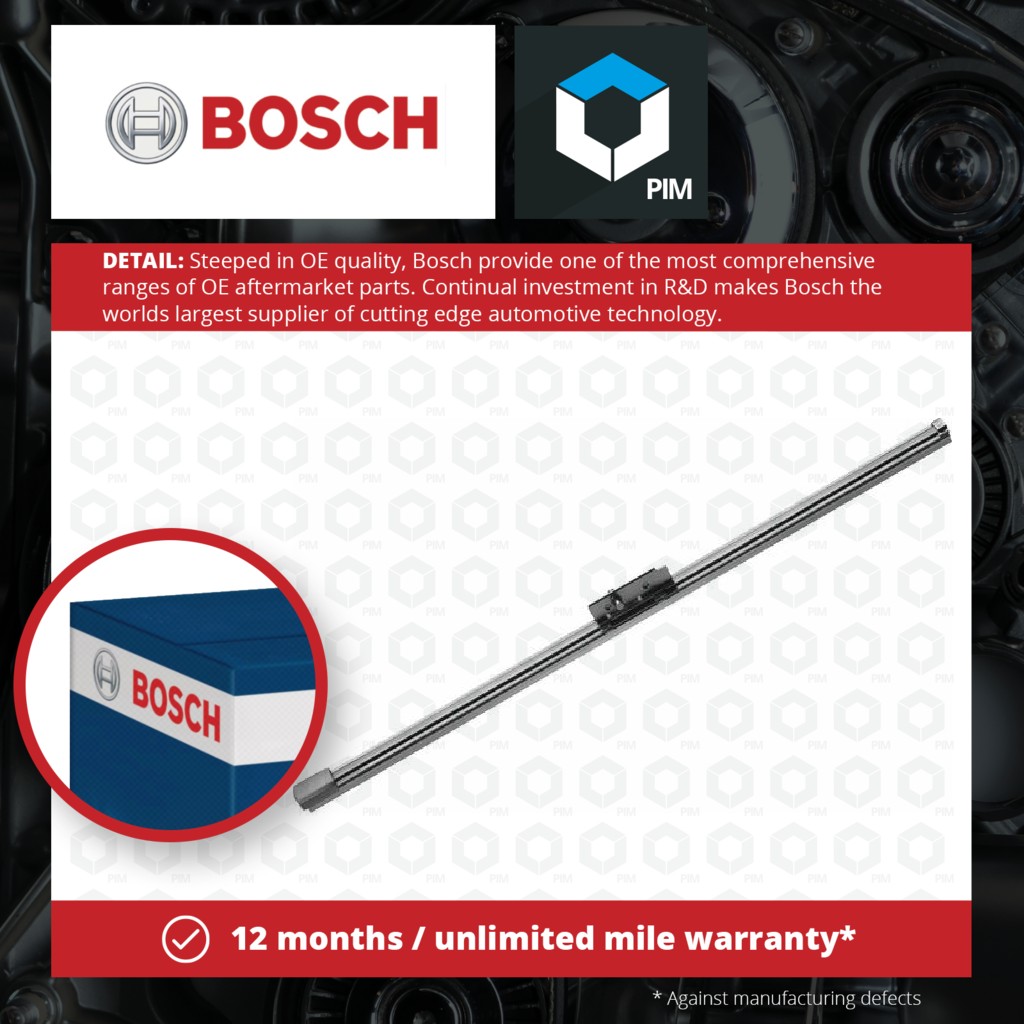 2x Bosch Rear Wiper Blade A340H 3397008004 [PM363429]