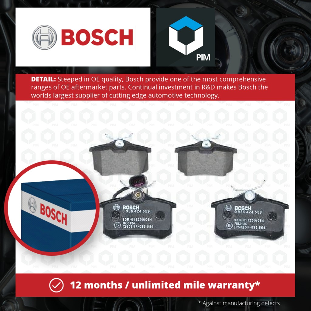 Bosch Brake Pads Set Rear 0986424559 [PM361657]