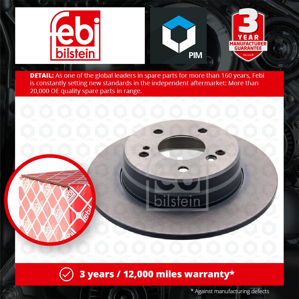 Febi 2x Brake Discs Pair Solid Rear 04629 [PM356559]